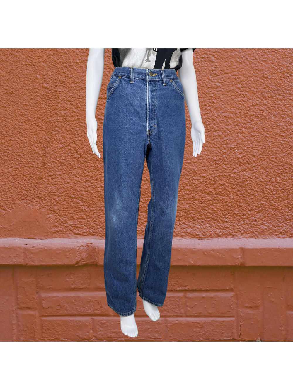 Vintage Lee Jeans Classic Blue Denim Straight Leg High Waisted 90s Style